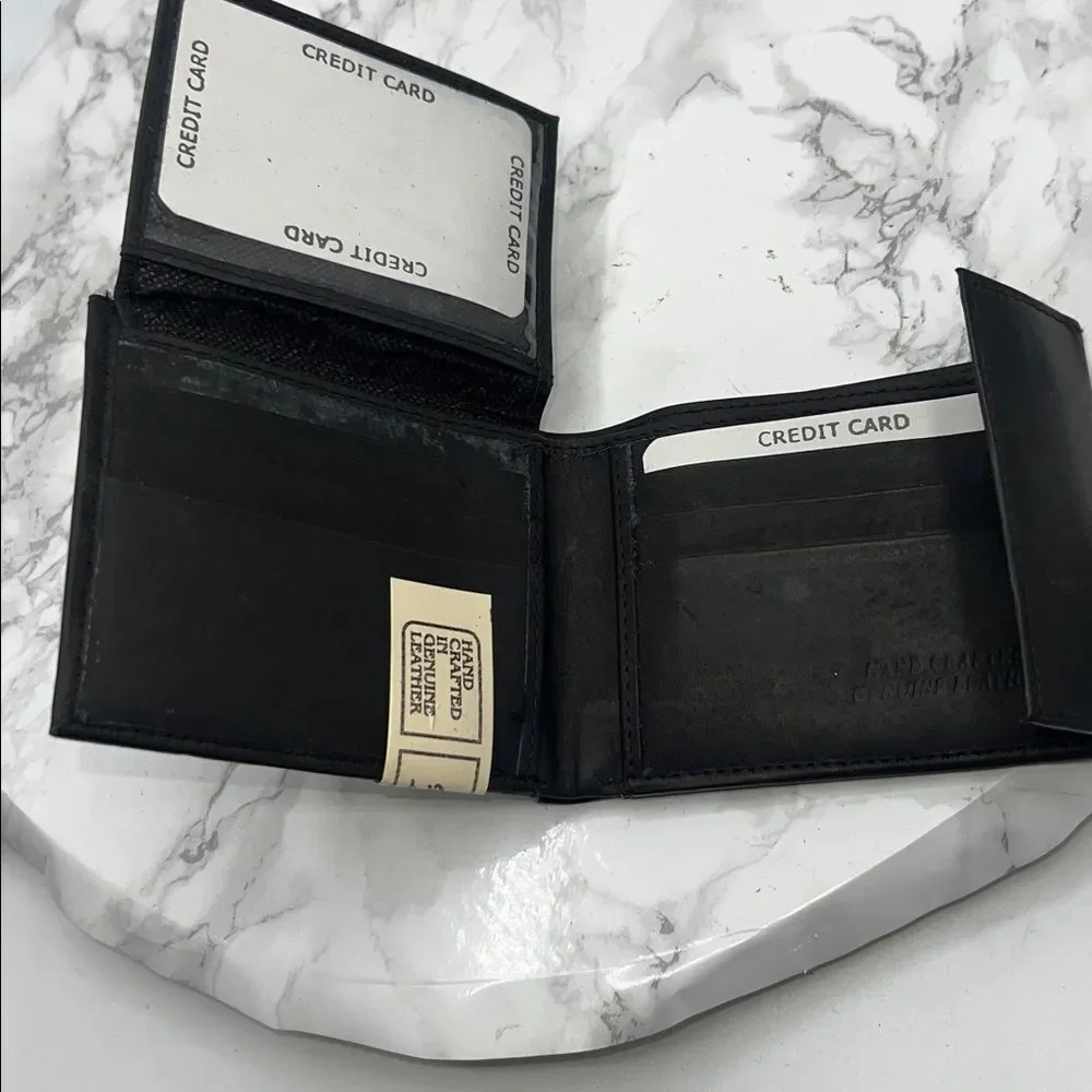 DELUX Genuine Black Leather Bifold Wallet-New!